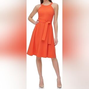 Tommy Hilfiger halter neck fit and flare midi dress, size 4